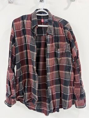 Ralph Lauren Chaps Plaid Shirt Jacket in Navy, Red and Gray